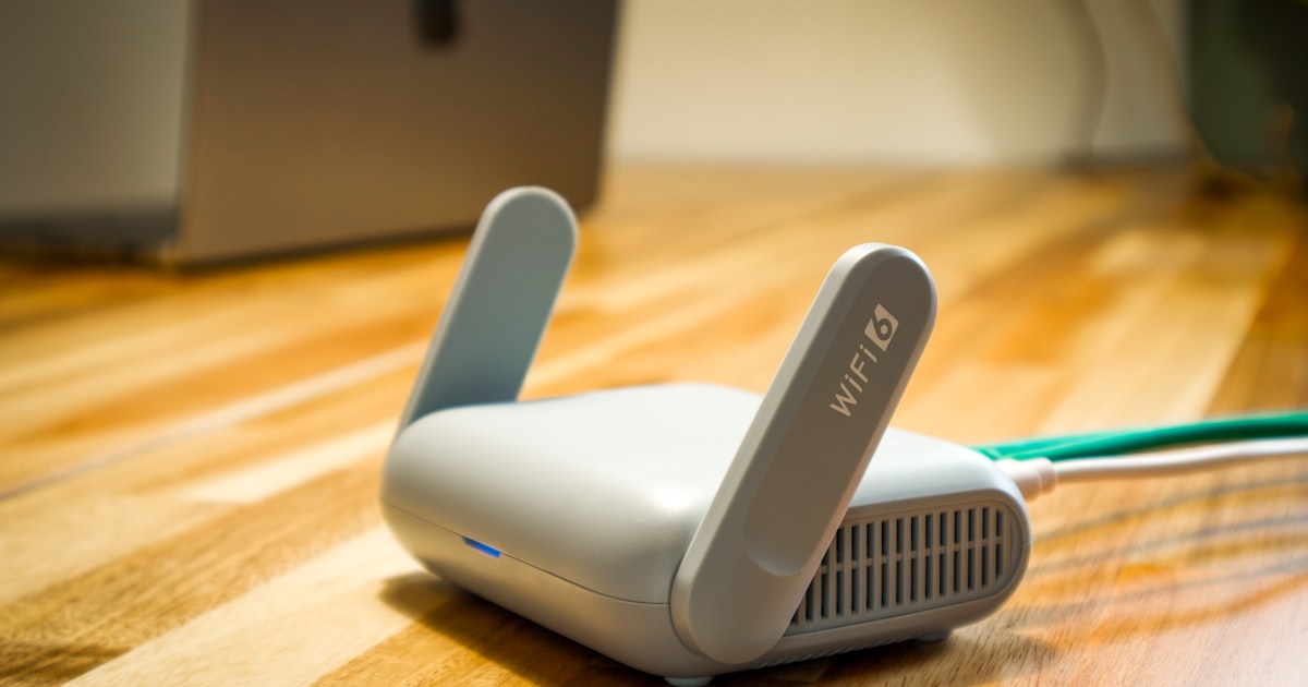 A Wi-Fi 6 router with dual antennas — the kind of hardware that powers reliable outdoor coverage